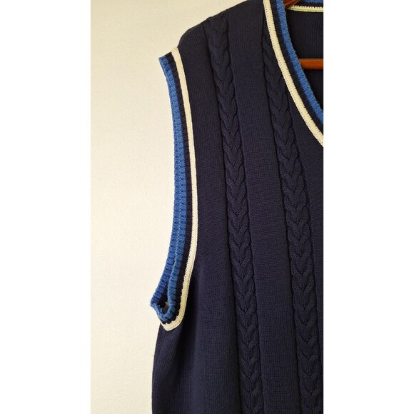 T. HARRIS LONDON Cable Knit Sweater Vest Men's XXL Preppy Academia School Nerdy - Picture 4 of 7